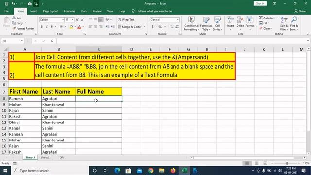 How To Join 2 Cells into 1 | Use Ampersand in MS Excel смотреть онлайн