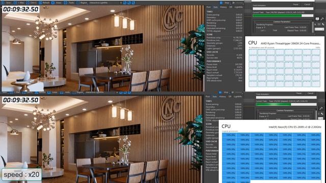 AMD Threadripper 3960x vs INTEL Dual Xeon E5 2699 v3 Test Render Corona смотреть онлайн