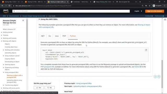 How to Share Amazon S3 Files/Objects with External Users Using Presigned URLs | Python SDK Example смотреть онлайн