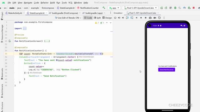 Android Jetpack Compose State Concept - Hoisting & Unidirectional Flow | CheezyCode Hindi смотреть онлайн