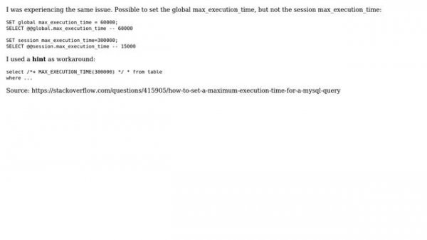 Databases: Query execution was interrupted, max_statement_time exceeded (2 Solutions!!)