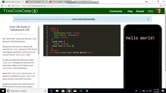 Override Styles in Subsequent CSS Free Code Camp смотреть онлайн