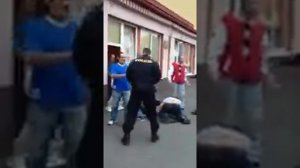 Чехия , драка полиции и цыган