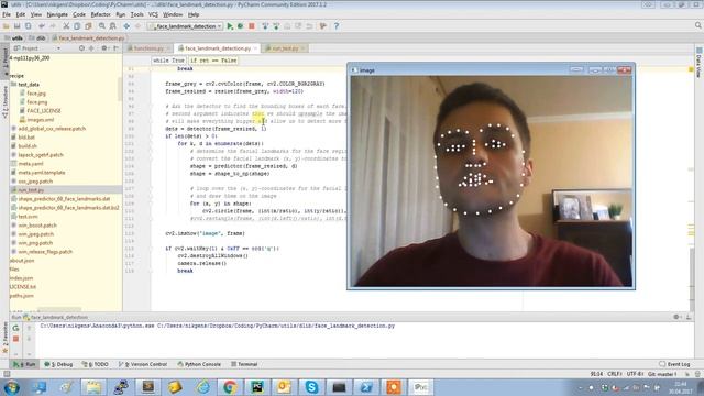 Real-time facial landmark detection with Python, OpenCV and dlib смотреть онлайн