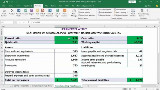 Excel Formula Auditing | Trace Precedents смотреть онлайн