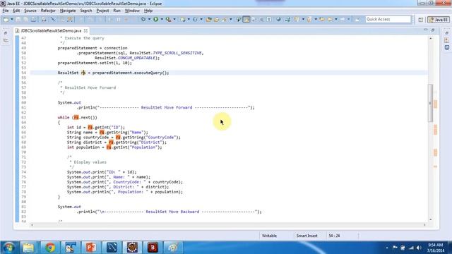 JDBC Scrollable ResultSet Demo смотреть онлайн