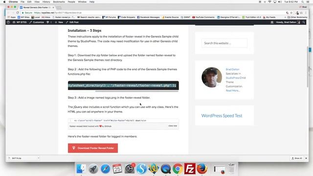 Reveal Genesis Site Footer On Scroll