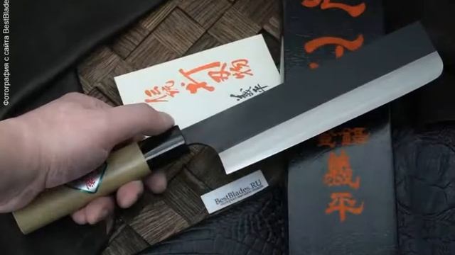 Кухонный нож Gihei-hamono Shirogami#2 в высокоуглеродистых обкладках Nakiri 165 мм смотреть онлайн