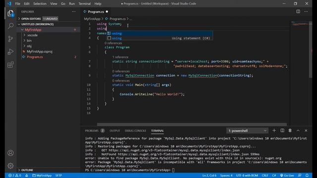VSCode | Working MySql DB With A Console Application P1