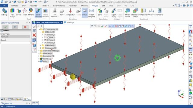 T-Flex Analysis v16 - Thermal - Heat Flux and Convection for Isotropic Plate смотреть онлайн
