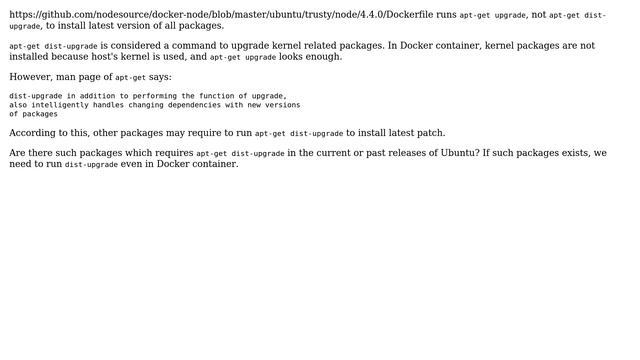 Ubuntu: Is apt-get dist-upgrade required in Docker container? смотреть онлайн