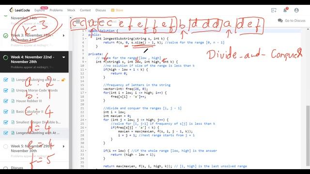 LeetCode 395. Longest Substring with At Least K Repeating Characters - Nov 26th - LeetCoding Challe смотреть онлайн