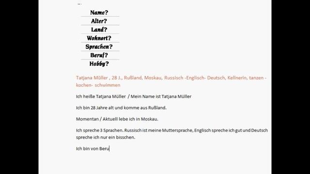 DEUTSCH  - TELC - SPRECHEN Teil 1 - SICH VORSTELLEN