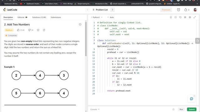 LeetCode Python Problem "Add Two Numbers" || Competitive Programing @Codolearn смотреть онлайн