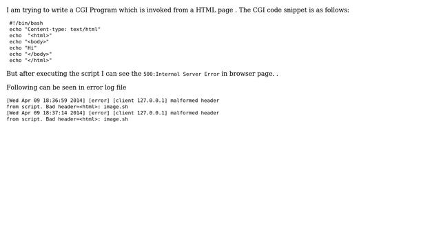 Unix & Linux: 500:Internal Server Error from CGI program смотреть онлайн