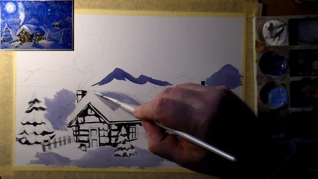 Как нарисовать зиму красками. Как нарисовать зиму гуашью. How to Draw a Winter Scene смотреть онлайн