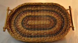 МК. Овальный поднос "Полоска" из бумажной лозы. #8