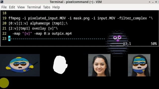 ffmpeg pixelating and using alphamerge as a mask смотреть онлайн