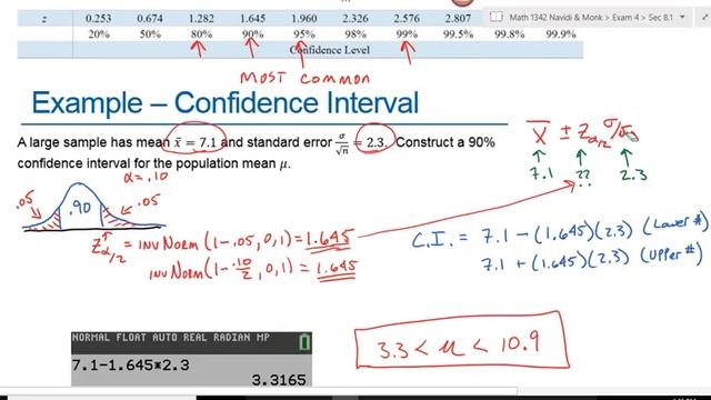 Math 1342 Navidi Sec 8.1 Confidence Interval for Population Mean Sigma Known смотреть онлайн