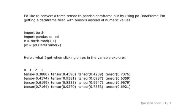 Pandas : How to convert torch tensor to pandas dataframe? смотреть онлайн
