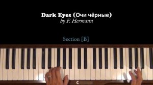 Dark Eyes (Очи чёрные) Piano Tutorial SLOW