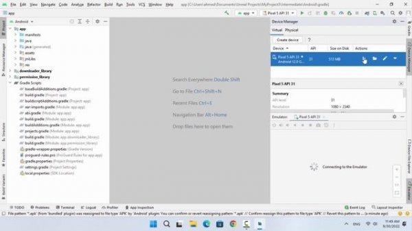 The emulator process for AVD has terminated.