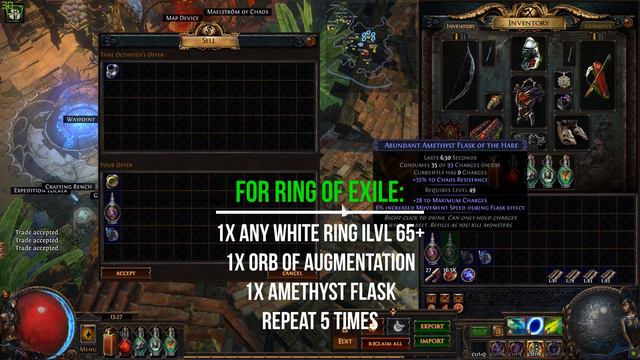 POE Vendor Recipes: Divine Orb, Enkindling Orb, Regal Orb, Ring Of Exile, Unique Weapon