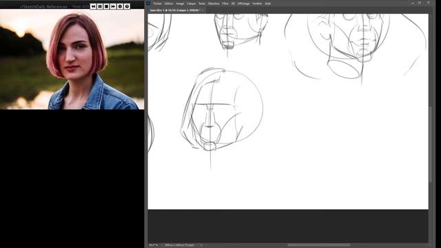 Reference Sketchdaily loomis practice portrait drawing #1 (2min) смотреть онлайн