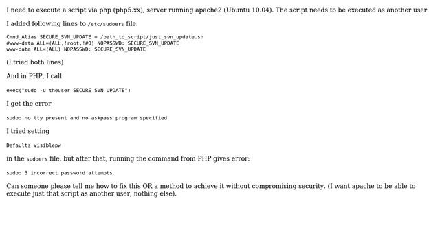 Ubuntu, apache - sudoers problem смотреть онлайн