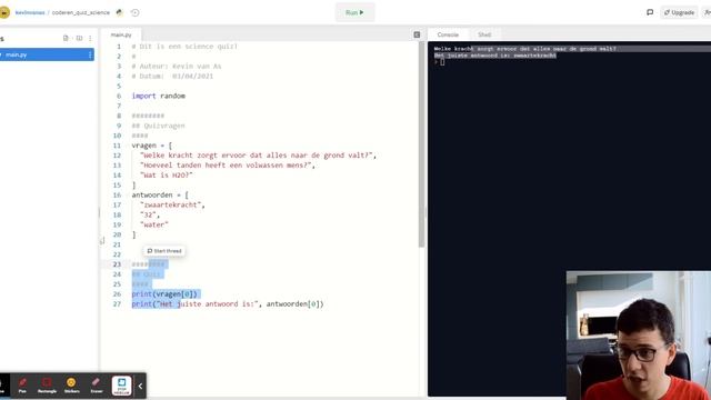 [Coderen M3t3] Willekeurige Vragen Stellen Met Random.shuffle()