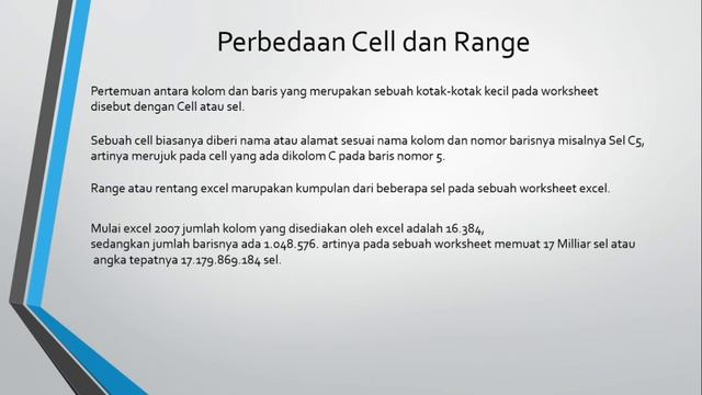 Tutorial Excel Pemula : Perbedaan Workbook | Worskheet | Kolom | Baris | Cell | Range смотреть онлайн