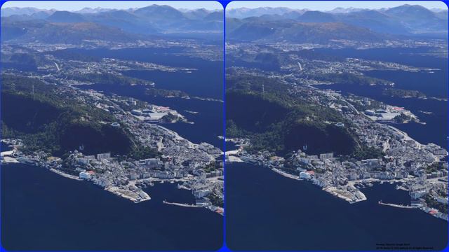 3D video, Alesund, 3D, VR, Stereogram, Magic eye, Hyper Stereo, 3D SBS, Google Earth, Norway смотреть онлайн
