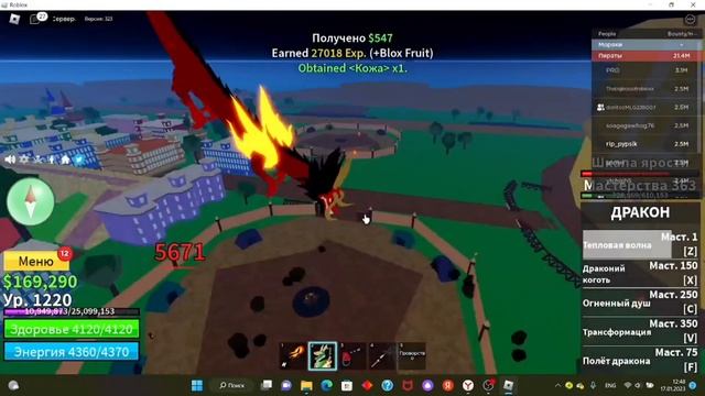 Обзор прочного фрукта DRAGON в Blox fruit ван пис в roblox смотреть онлайн