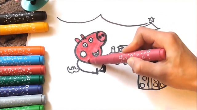 Peppa Pig Drawing & Painting Jeorge Pig Merry Christmas Colors For Kids Children смотреть онлайн