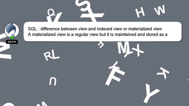 SQL : difference between view and indexed view or materialized view смотреть онлайн