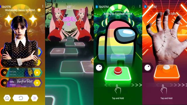 Wednesday Adams vs 2 Phut Hon vs Among Us vs Thing | Watch Till 🔚 | Tiles Hop EDM Rush! смотреть онлайн