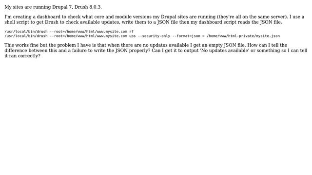 Drupal: Drush pm-updatestatus No JSON output on success смотреть онлайн