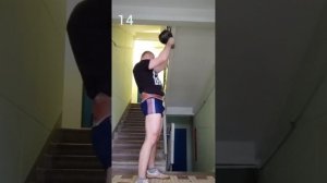 Упражнение «ГИРЕВИК» или французский жим гири стоя по полному циклу, гиря 24 кг, 28 подъёмов.