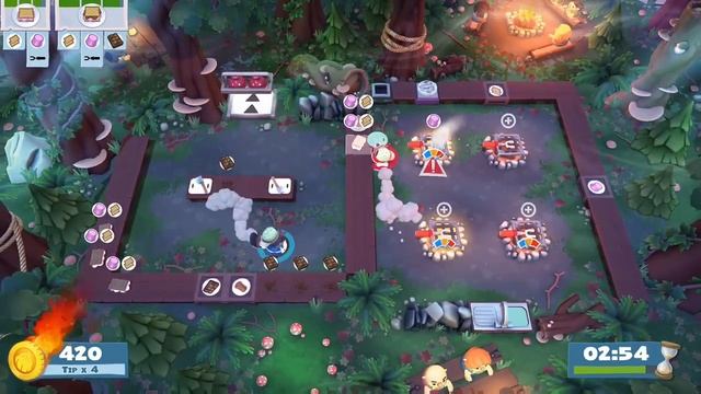 Overcooked 2 Campfire Cook Off Level 1-1 Gameplay 4 star (2 player co-op) смотреть онлайн