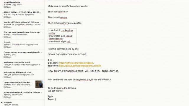 Walkthrough: installing opencv4.0.0 with python3.7 on macOS high sierra смотреть онлайн
