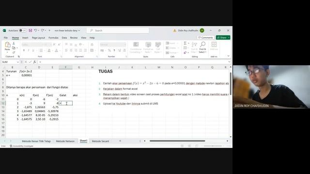 TUGAS Persamaan Non Linear 2 Metode Newton Melalui Excel смотреть онлайн