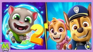 Говорящий Том за Золотом 2 vs Щенячий Патруль.Гонки в Мире Динозавров и Полеты на Патрулелетах