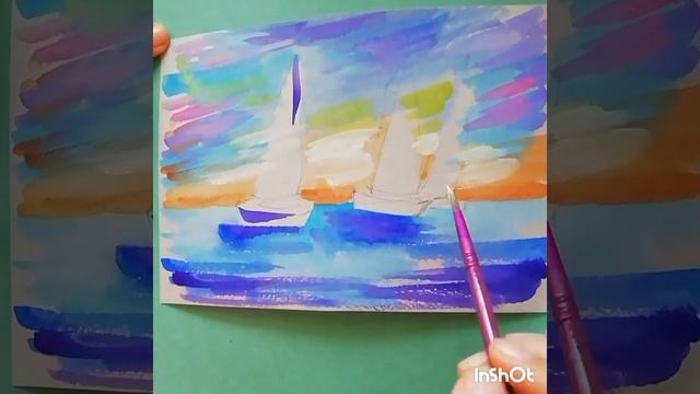 Как рисовать море? Живопись акварелью. Море, корабли ?? смотреть онлайн