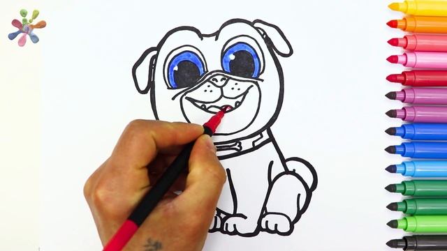 Puppy Dog Pals. Coloring and drawing for kids. Дружные мопсы. Раскраски для детей. смотреть онлайн