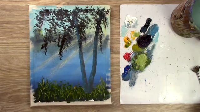 Березки у воды | Рисуем и общаемся | Урок рисования для начинающих | Валерий Рыбаков смотреть онлайн