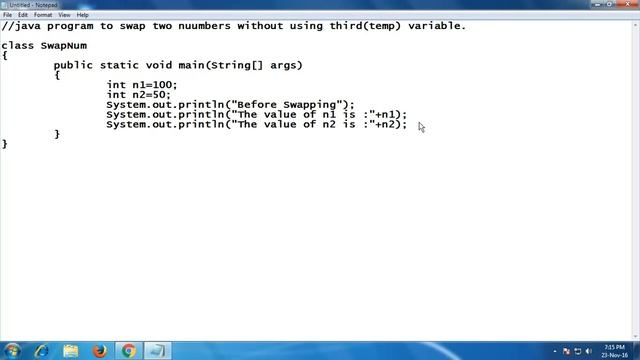 java program to swap two numbers without using third(temporary) variable смотреть онлайн