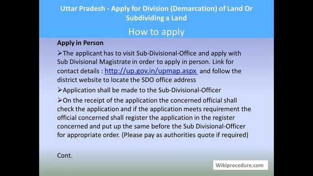 Uttar Pradesh - Apply For Division (Demarcation) Of Land Or Subdividing A Land смотреть онлайн