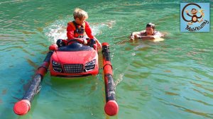 Дети и Машина. Диана и Даня играют в спасателей на машине-лодке. Сборник Манкиту Pretend Play