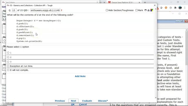 Deque operations question in Java. (enthuware.ocpjp.v8.2.1148) смотреть онлайн
