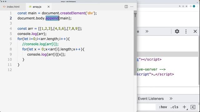 JavaScript Nested Arrays Updating Values Using Arrays in Code with examples смотреть онлайн
